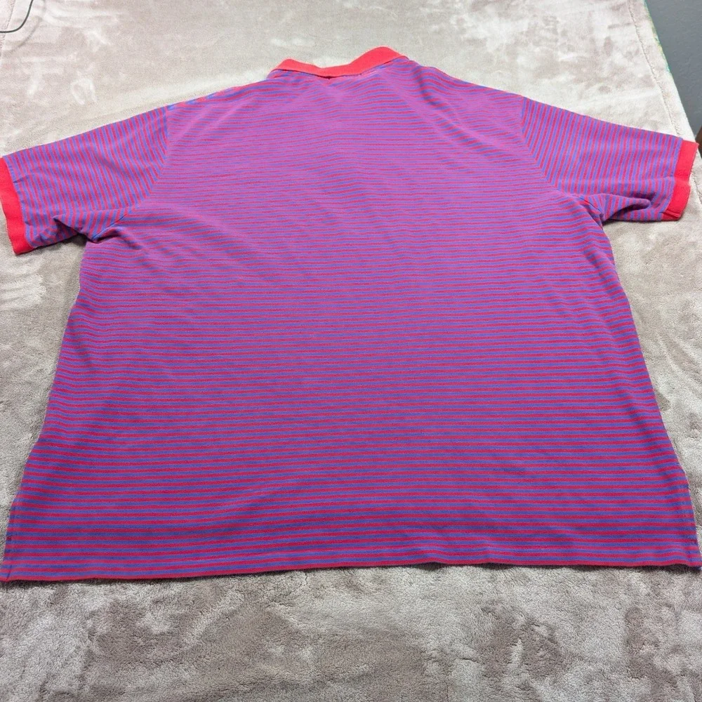 Polo Ralph Lauren Polo Shirt Mens 4XB Red Blue Striped Short Sleeve Cotton Logo